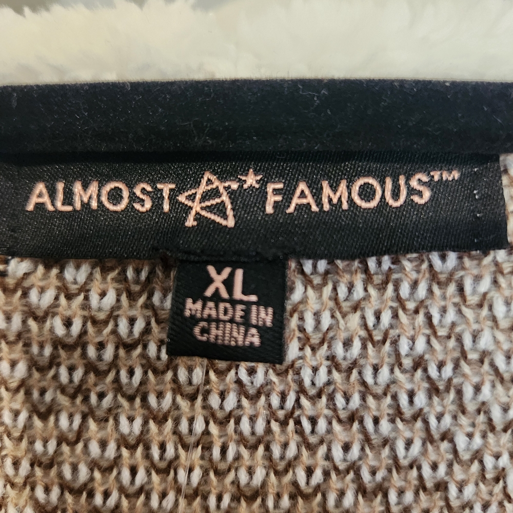 Almost Famous Brown and Cream Cardigan Sweater - Picture 5 of 8